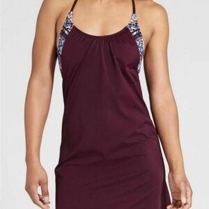 ATHLETA Geo Blousy Tankini Swim Dress 34 D/DD Burgundy Swim dress Beach